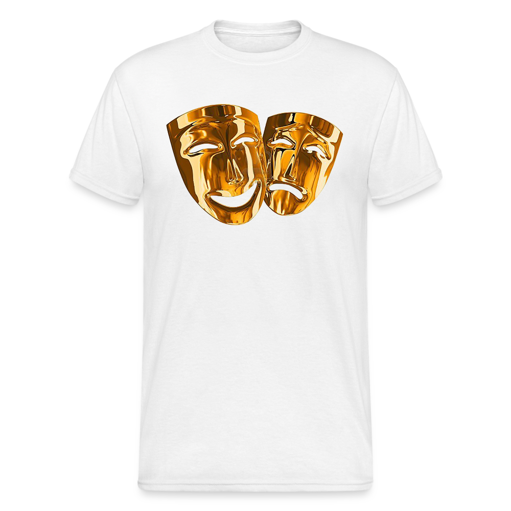 Fashion Herren Maske 3D T-Shirt Rundhals Unisex Men Männer Streetwear - weiß
