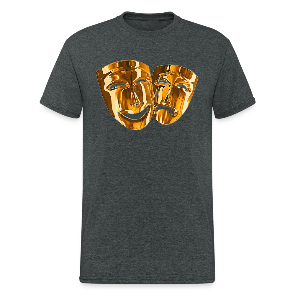 Fashion Herren Maske 3D T-Shirt Rundhals Unisex Men Männer Streetwear - Dunkelgrau meliert