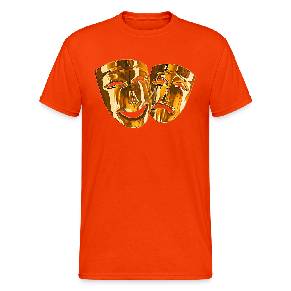 Fashion Herren Maske 3D T-Shirt Rundhals Unisex Men Männer Streetwear - kräftig Orange