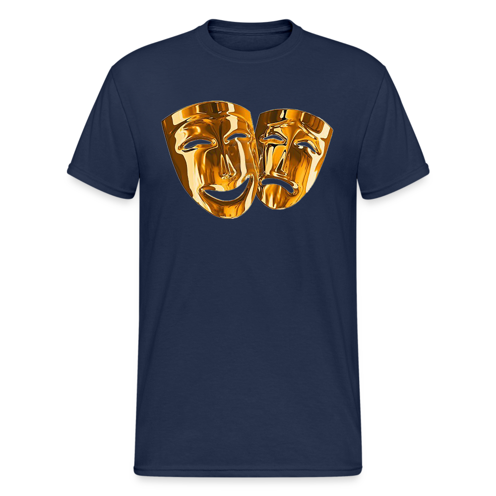 Fashion Herren Maske 3D T-Shirt Rundhals Unisex Men Männer Streetwear - Navy