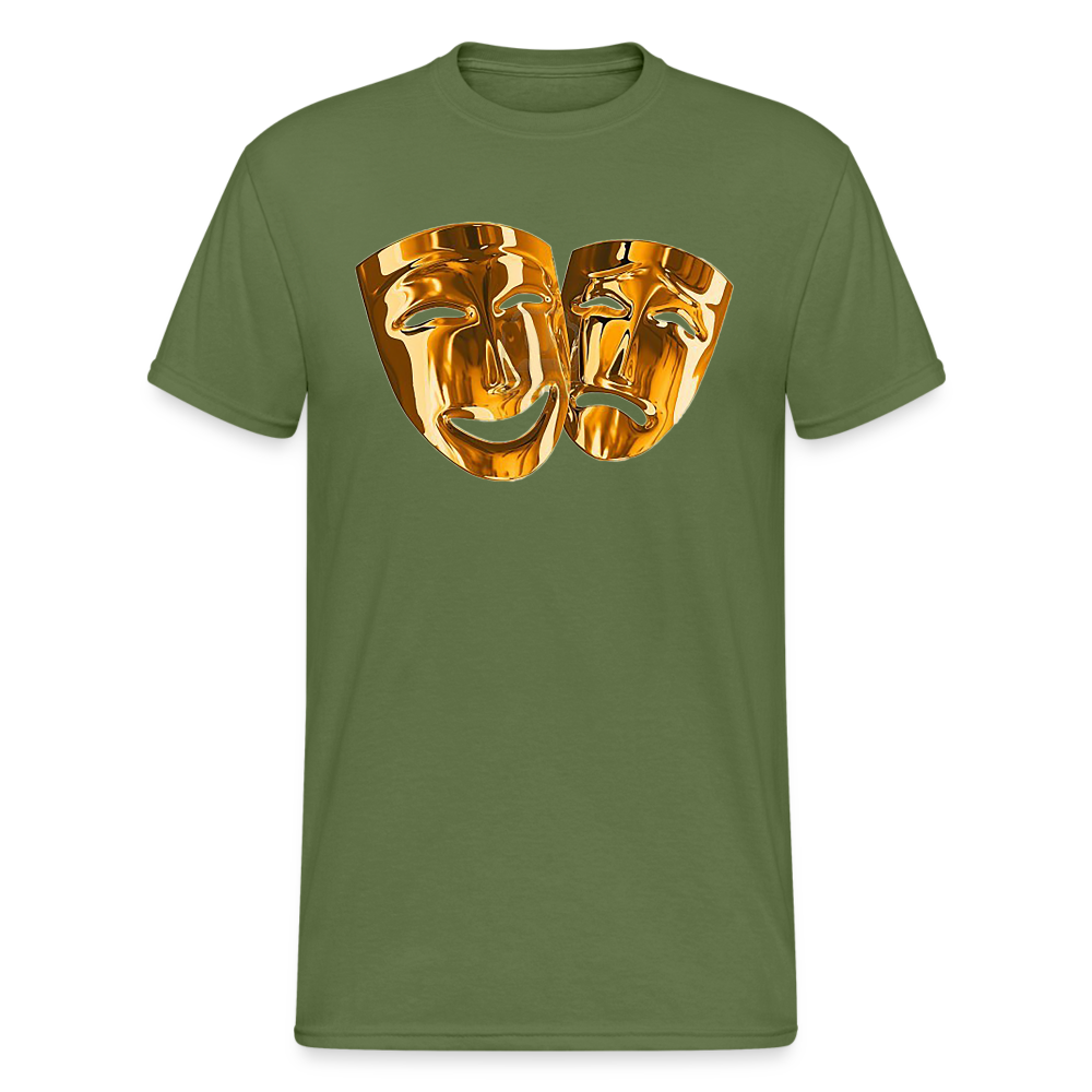 Fashion Herren Maske 3D T-Shirt Rundhals Unisex Men Männer Streetwear - Militärgrün