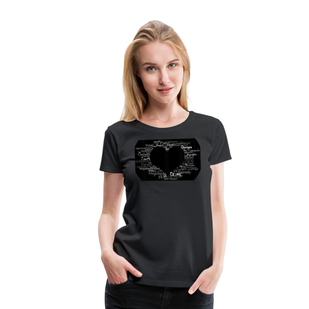 Damen Sommer Top 3D Herz T-Shirt Rundhals Streetwear lockeres Damentop - Schwarz