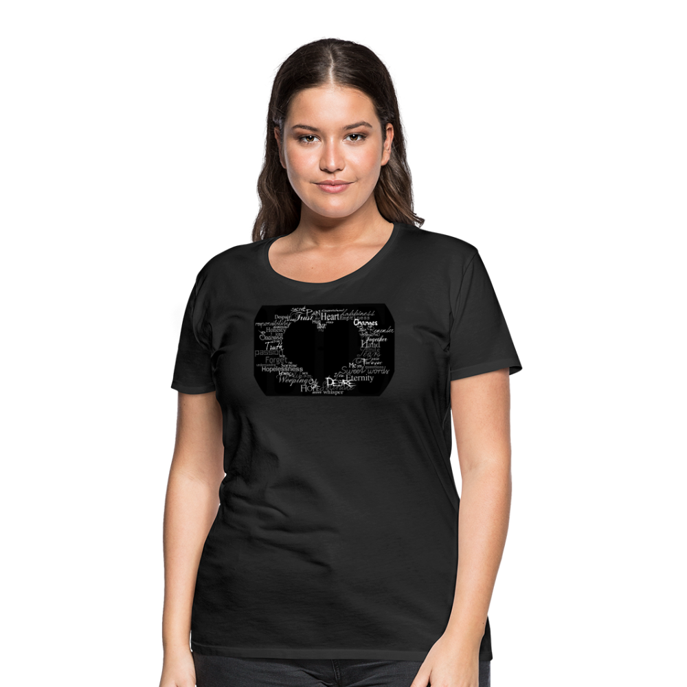 Damen Sommer Top 3D Herz T-Shirt Rundhals Streetwear lockeres Damentop - Schwarz