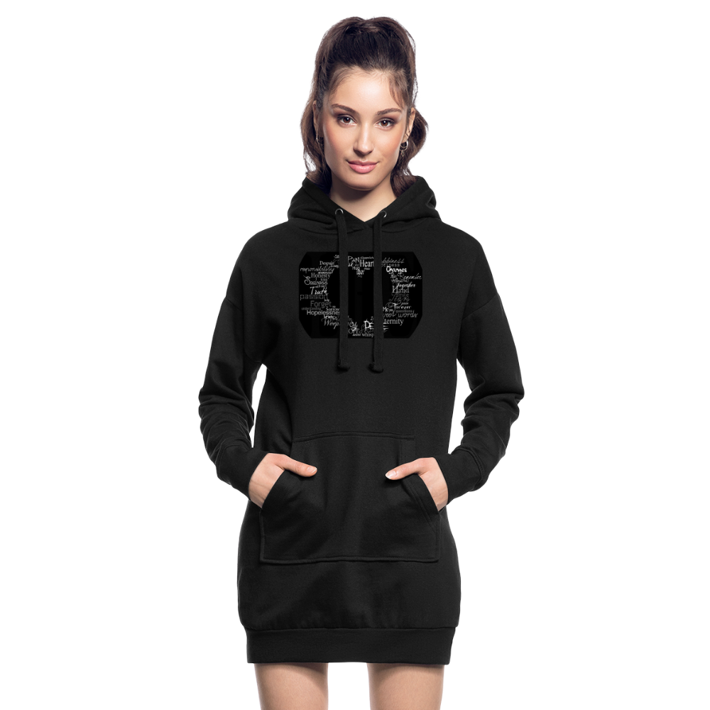 Kapuzenpullover Sweatshirt Pulloverkleid Hoodie Pulli Tunika Damen Sportkleid - Schwarz