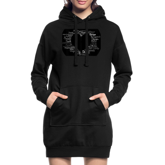 Kapuzenpullover Sweatshirt Pulloverkleid Hoodie Pulli Tunika Damen Sportkleid - Schwarz