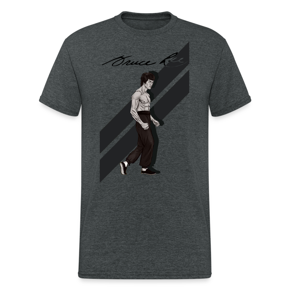 3D-T-Shirt Unisex Streetwear Fashion Kung Fu Super Star Bruce Lee - Dunkelgrau meliert