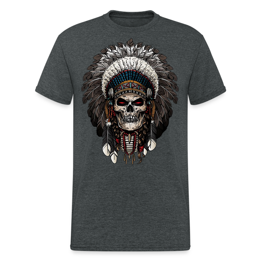 Fashion Herren Horror Skull 3D T-Shirt Rundhals Unisex Sommer Streetwear - Dunkelgrau meliert