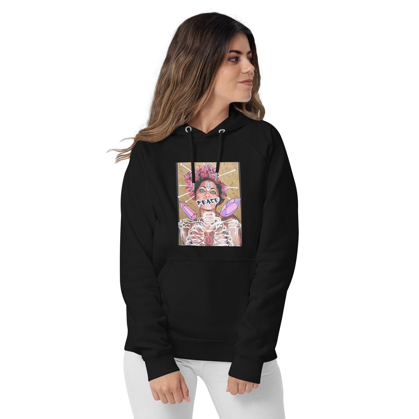 Unisex Bio-Raglan-Hoodie Peace
