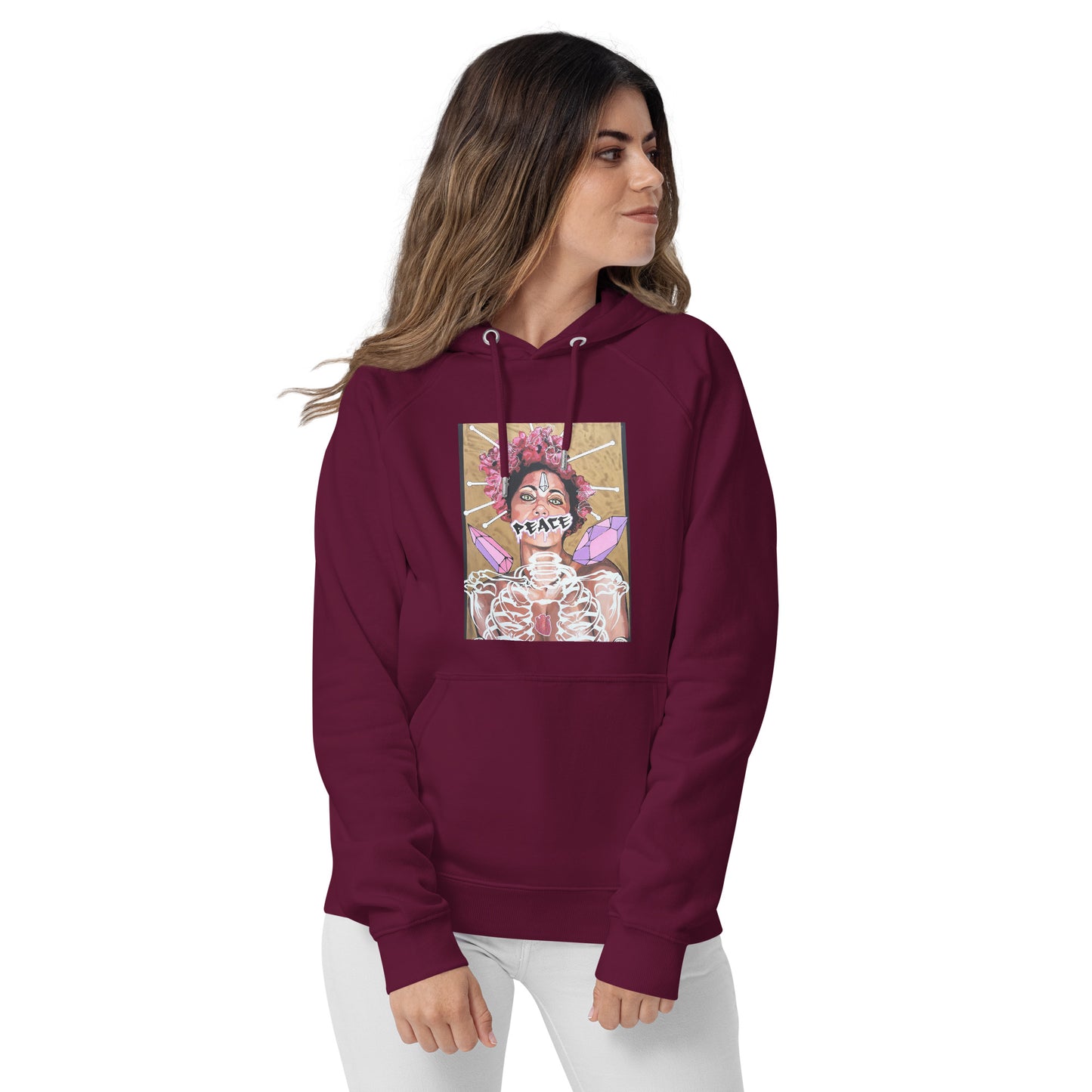 Unisex Bio-Raglan-Hoodie Peace