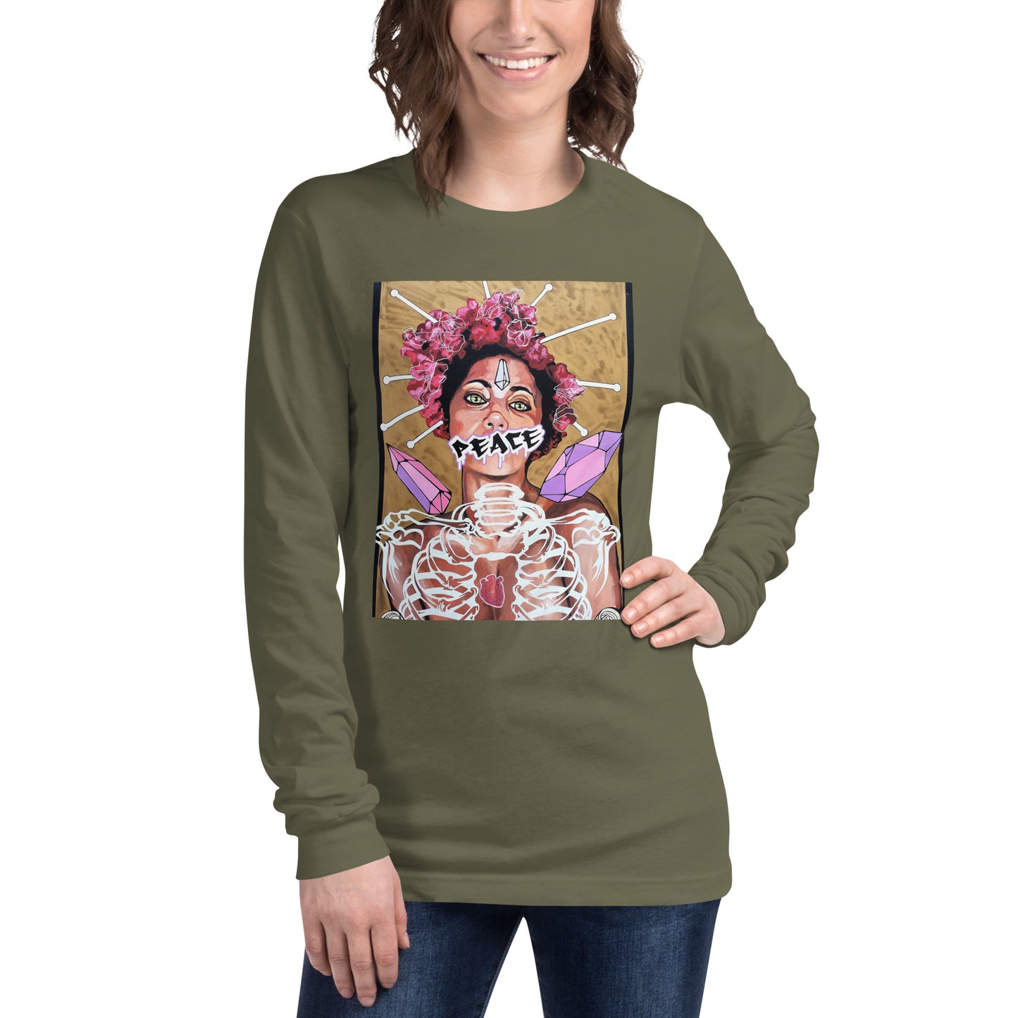 Langärmeliges Unisex-T-Shirt peace