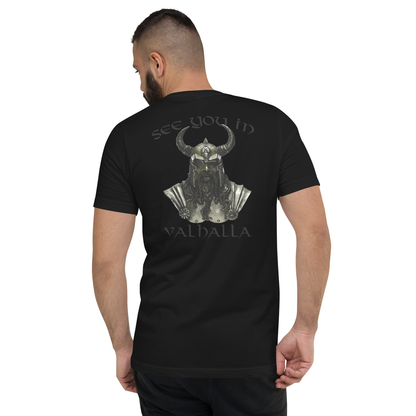 Kurzärmeliges Unisex-T-Shirt mit V-Ausschnitt See you in Valhalla