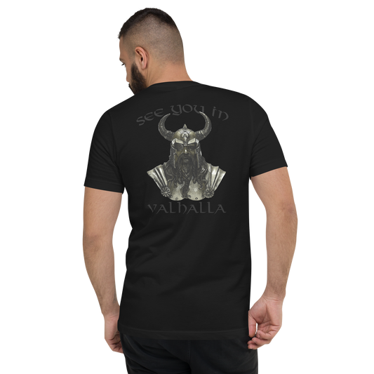 Kurzärmeliges Unisex-T-Shirt mit V-Ausschnitt See you in Valhalla