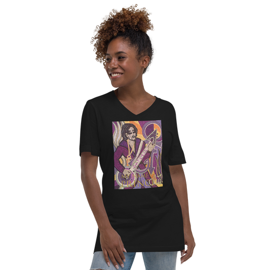 Kurzärmeliges Unisex-T-Shirt mit V-Ausschnitt My name is Prince