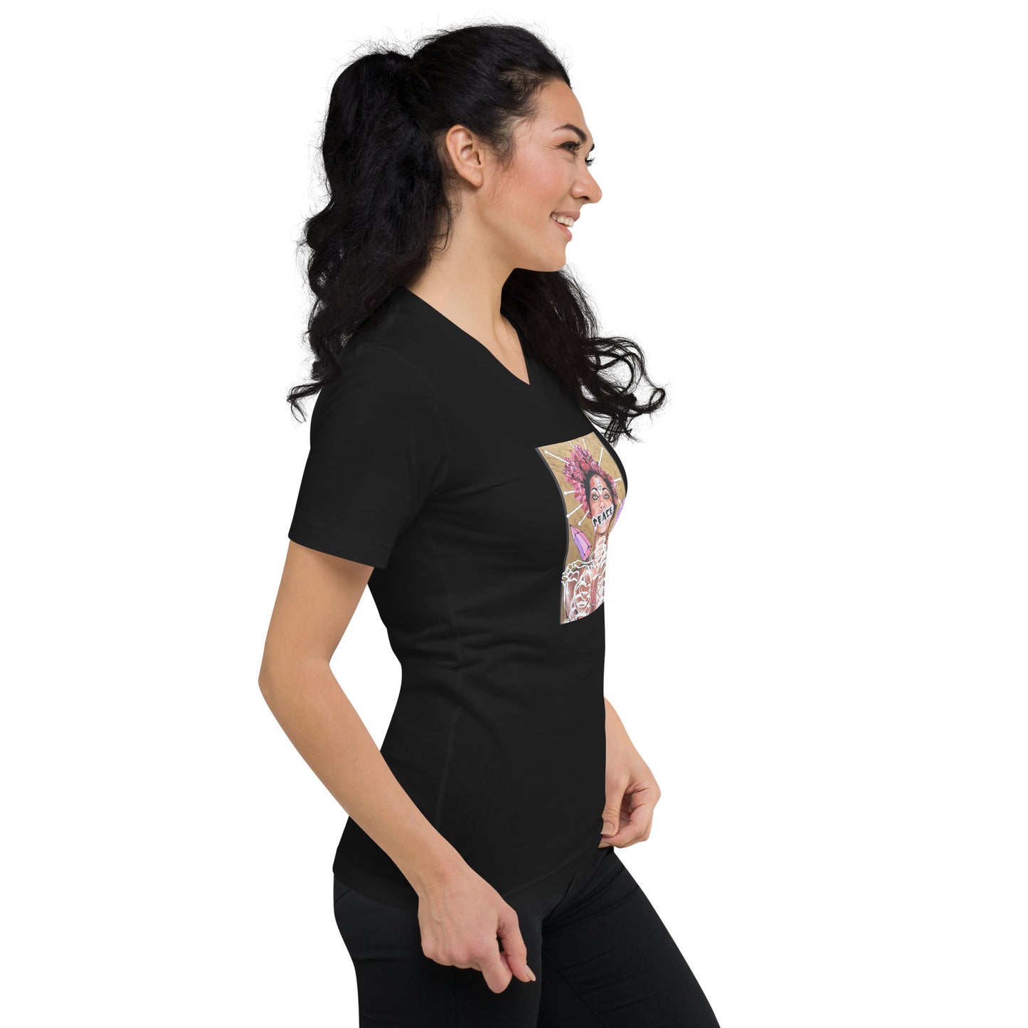 Kurzärmeliges Unisex-T-Shirt mit V-Ausschnitt PEACE