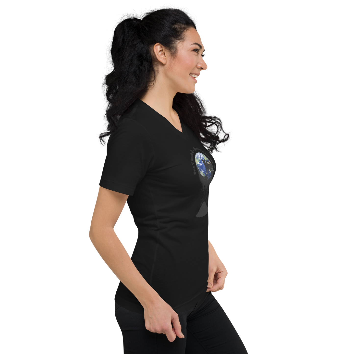 Kurzärmeliges Unisex-T-Shirt mit V-Ausschnitt Don't waste it. There is no Planet B.