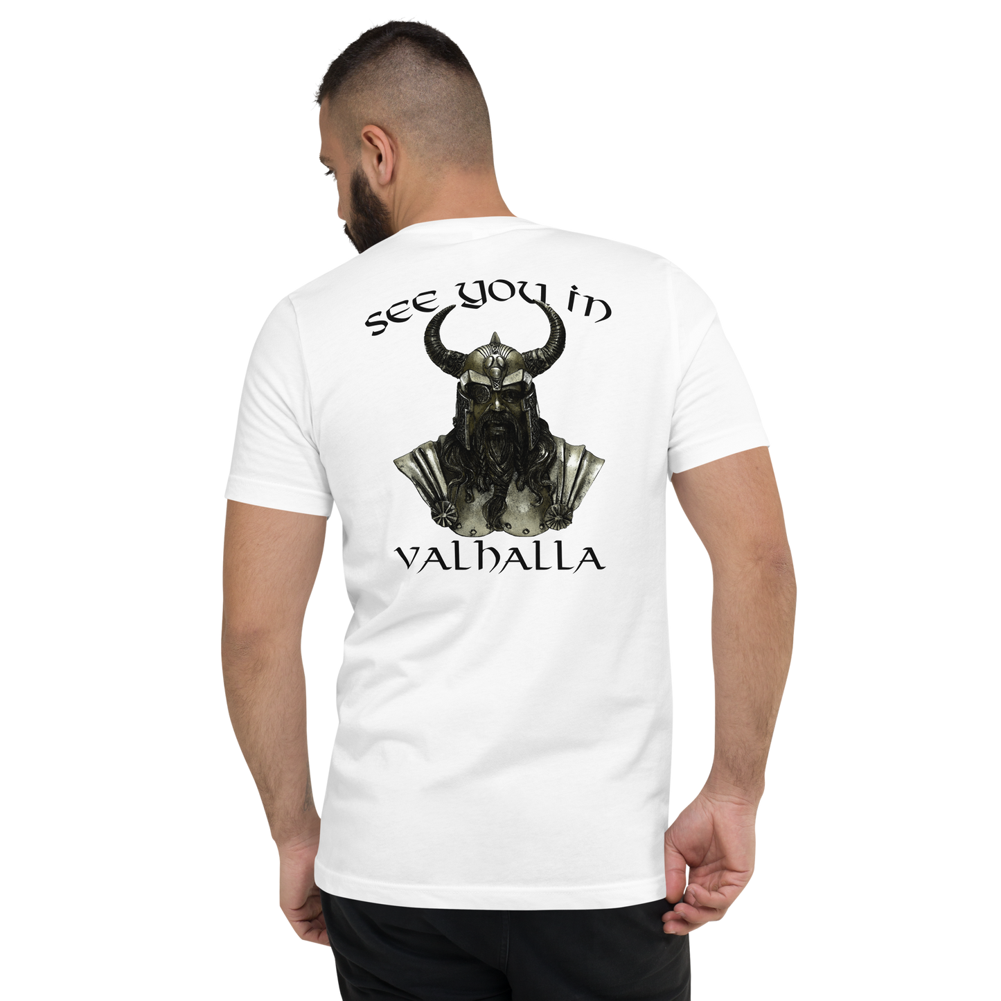 Kurzärmeliges Unisex-T-Shirt mit V-Ausschnitt See you in Valhalla
