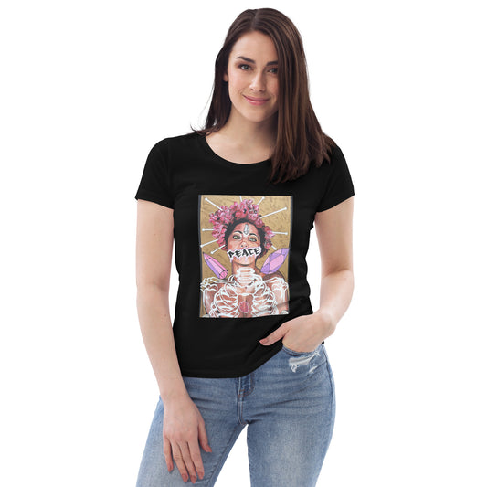 Enganliegendes Öko-T-Shirt für Damen Peace