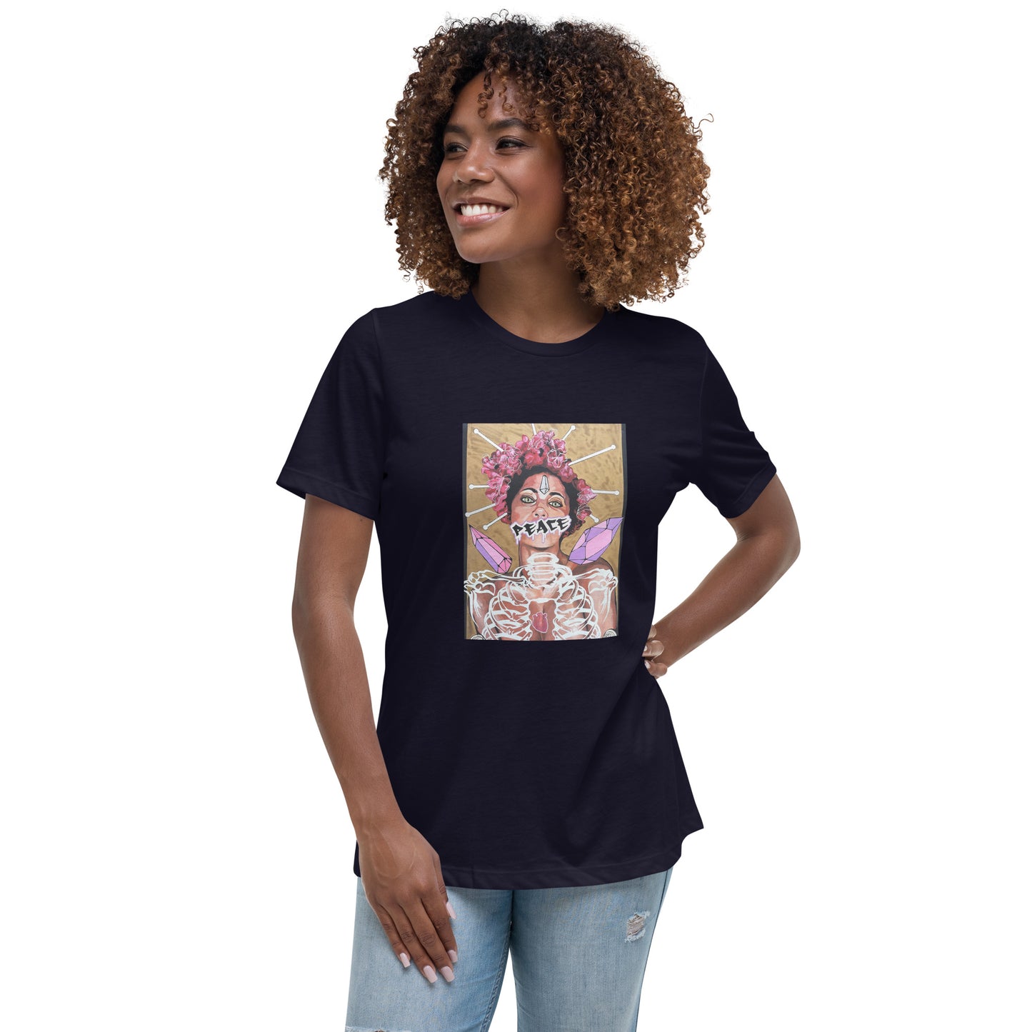 Lockeres Damen-T-Shirt PEACE
